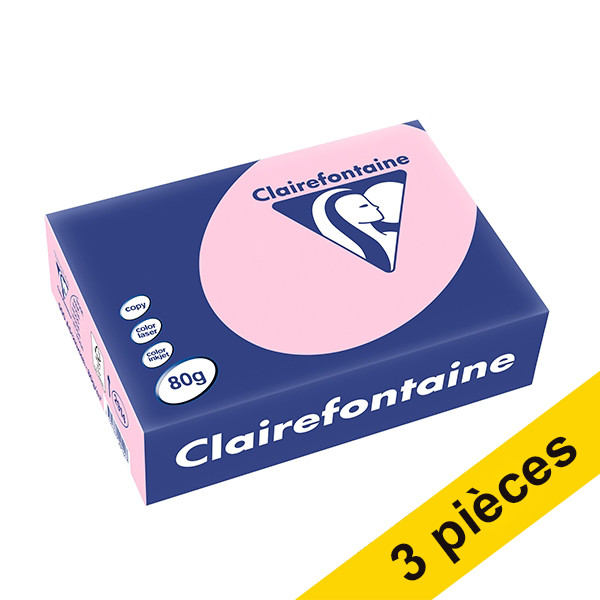 Offre : 3x Clairefontaine papier couleur 80 g/m² A5 (500 feuilles) - rose 340032 - 1