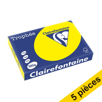 Offre : 5x Clairefontaine papier couleur 120 g/m² A4 (250 feuilles) - jaune soleil 250477
