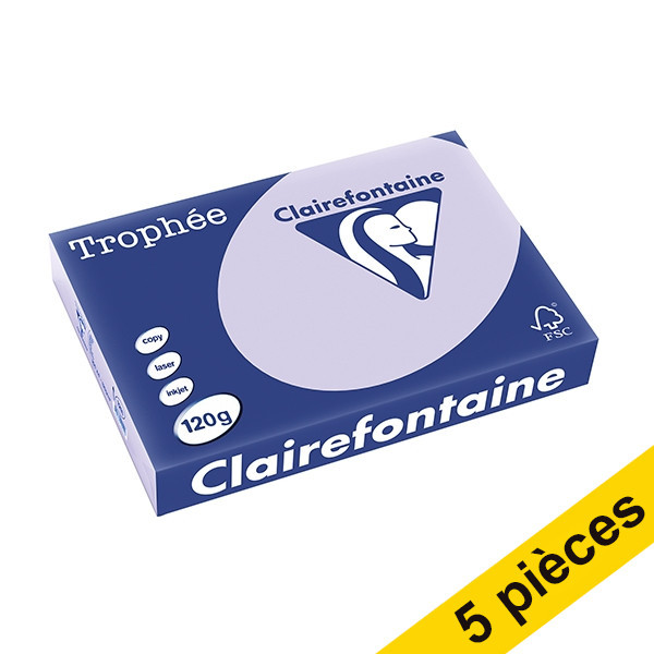 Offre : 5x Clairefontaine papier couleur 120 g/m² A4 (250 feuilles) - lilas 250483 - 1
