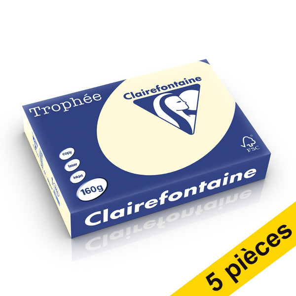 Offre : 5x Clairefontaine papier couleur 160 g/m² A4 (250 feuilles) - crème 250402 - 1