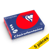Offre : 5x Clairefontaine papier couleur 80 g/m² A4 (500 feuilles) - rouge corail 250414