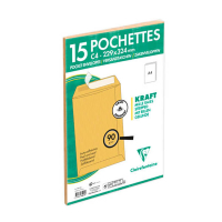 Clairefontaine enveloppe kraft 229 x 324 mm - C4 autocollante (15 pièces) 404638