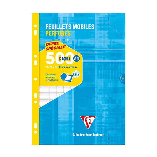 Clairefontaine feuillets mobiles perforés A4 Seyès (grands carreaux) 90 g/m² 250 feuilles 404567 - 1