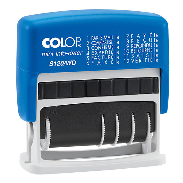 Colop S120/WD tampon de texte et dateur auto-encreur (FR) - bleu/rouge 229150 - 1
