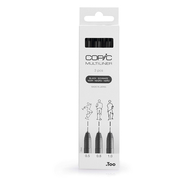 Copic Multiliner jeu de stylo-feutre pointe fine (0,5- 1 mm) 3 pièces - noir 311018 - 1