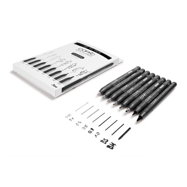 Copic Multiliner set de feutres fins (0,05 mm - BM) 8 pièces - noir 311065 - 2