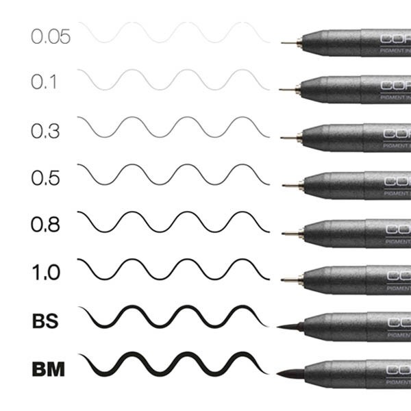 Copic Multiliner set de feutres fins (0,05 mm - BM) 8 pièces - noir 311065 - 3