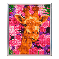 Crystal Art broderie diamant photo avec cadre 21 x 25 cm - Girafe & Fleurs 400936