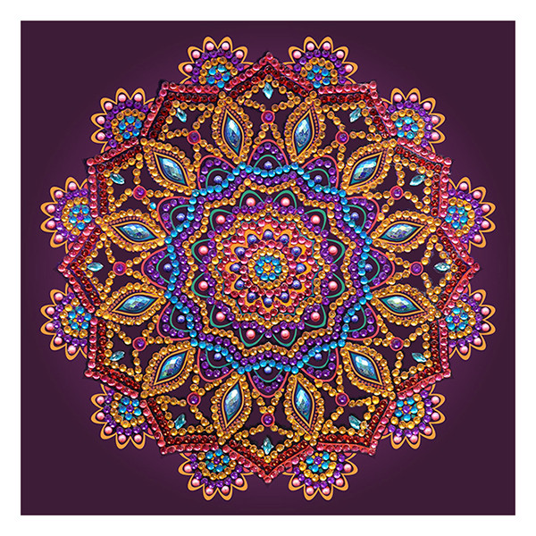 Crystal Art carte broderie diamant 18 x 18 cm - Mandala Violet 400916 - 1