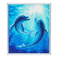 Crystal Art diamond painting foto met lijst Dolphin Dance 21 x 25 cm 400937