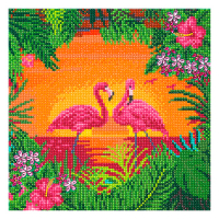 Crystal Art kit broderie diamant 30 x 30 cm - Flamants Roses Fantaisie 400947