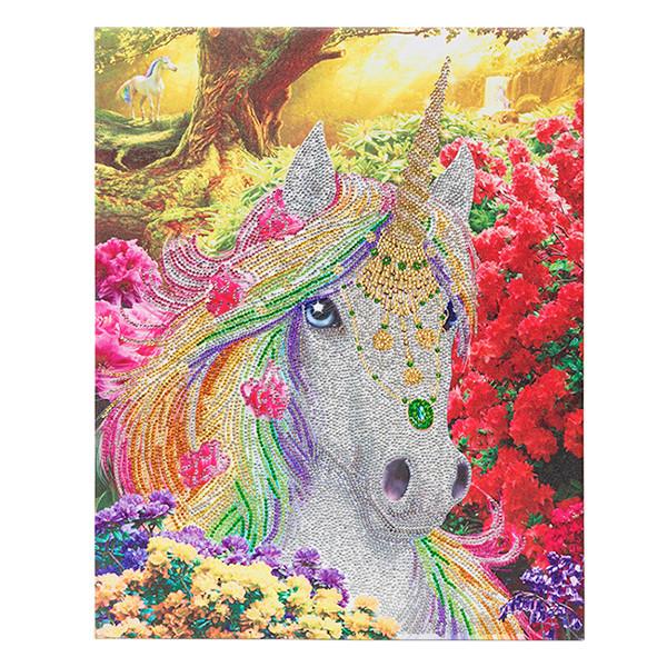 Crystal Art kit broderie diamant 40 x 50 cm - Forêt Licorne 400962 - 1