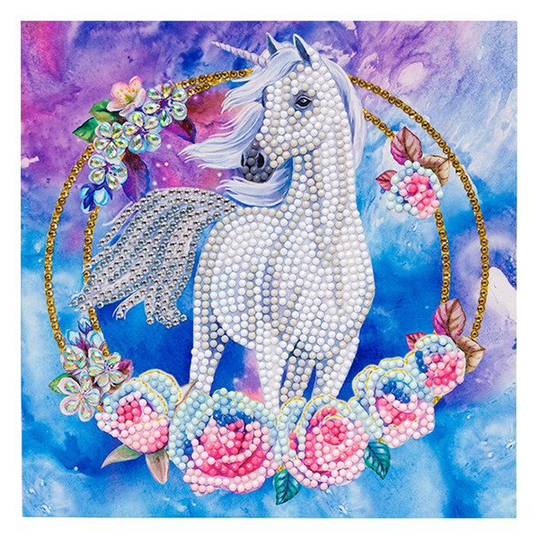 Crystal Art kit carte broderie diamant 18 x 18 cm - Guirlande Licorne 400933 - 1