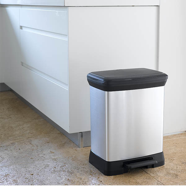 Curver Decobin poubelle rectangulaire (30 litres) - argent métal 243884 - 4