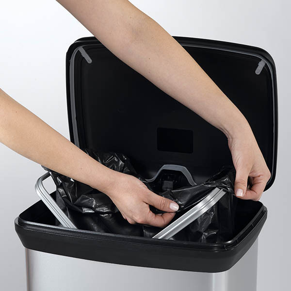 Curver Decobin poubelle rectangulaire (50 litres) - argent métal 243885 - 3