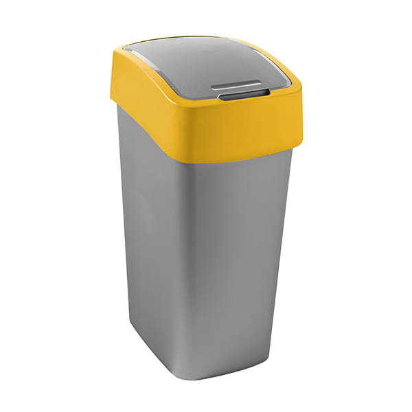Curver Flip Bin Recycling poubelle (45 litres) - argent/jaune 243890 - 1