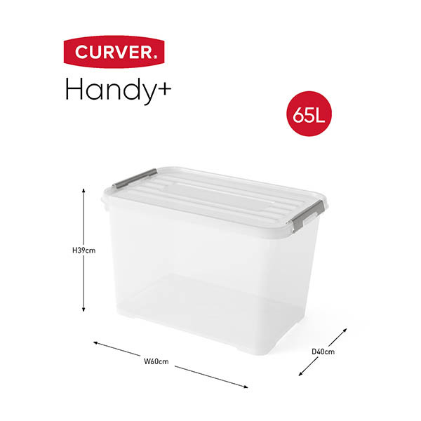 Curver Handy+ boîte de rangement transparente 65 litres 243879 - 2