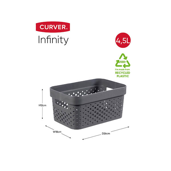 Curver Infinity recycled dots boîte de rangement 4,5 litres - anthracite 243865 - 2