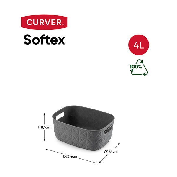 Curver Softex panier de rangement S 4 litres - anthracite 243854 - 2