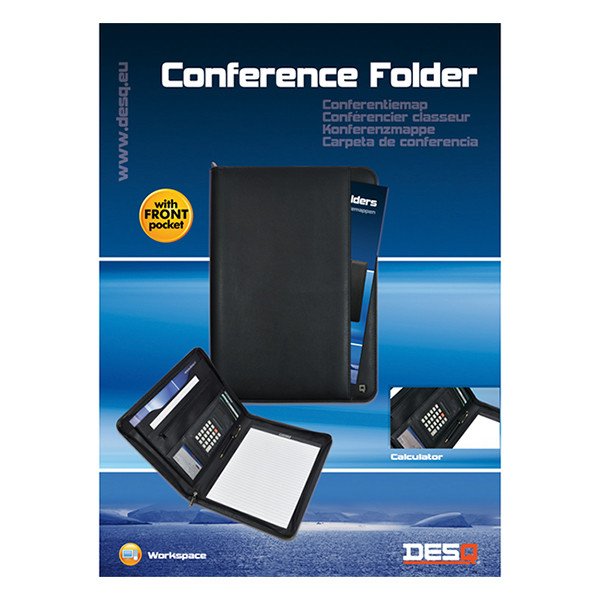 Desq conférencier avec fermeture à glissière et calculatrice A4 - noir 400787 - 4