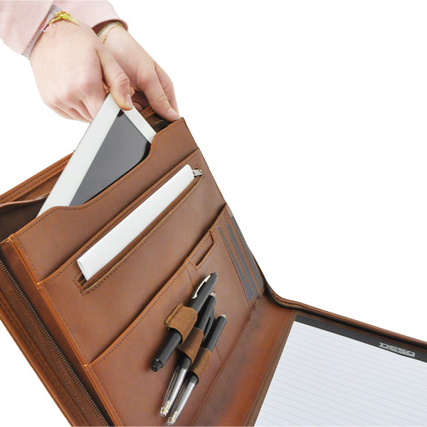Desq conférencier avec fermeture éclair A4 - marron 400805 - 7