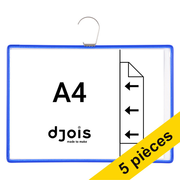 Djois cadres d'information avec crochet A4 format paysage (5 pièces) - bleu 234867 - 1