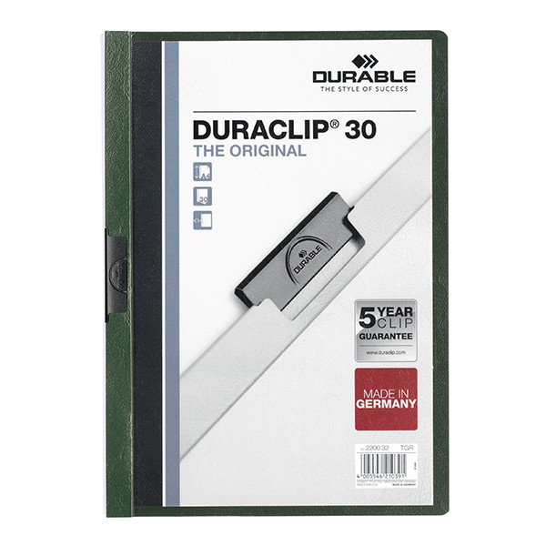 Durable Duraclip chemise à clip A4 pour 30 feuilles - vert foncé 310141 - 1