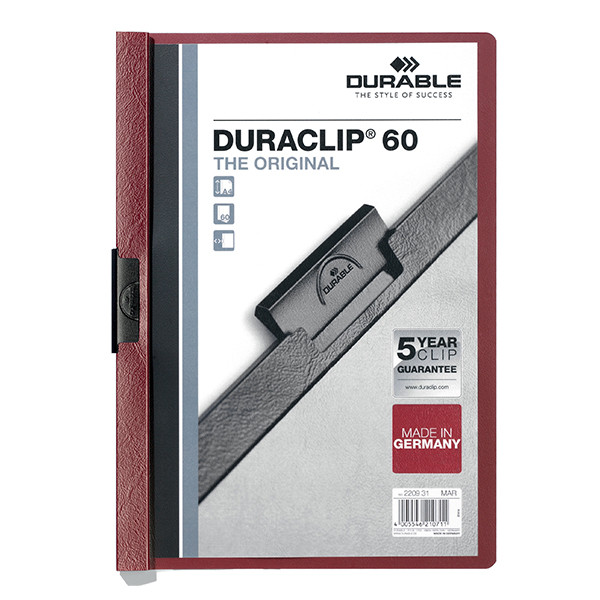 Durable duraclip chemise à clip A4 pour 60 feuilles - rouge foncé 310147 - 1