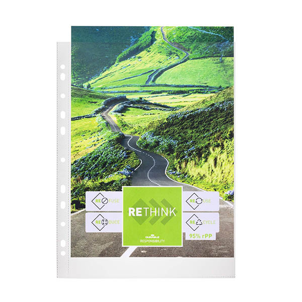 Durable pochettes perforées A4 11 trous 80 microns (100 pièces) - transparent 310291 - 3