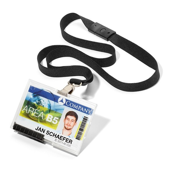 Durable porte-badge pushbox mono avec lacet textile (10 pièces) 310031 - 1