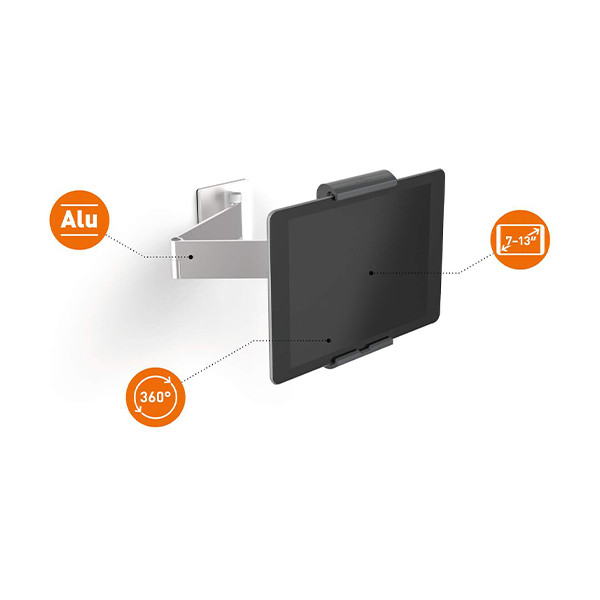 Durable support pour tablette mural avec bras couleur argent 310153 - 2