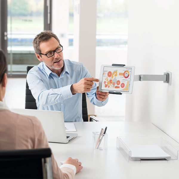 Durable support pour tablette mural avec bras couleur argent 310153 - 4