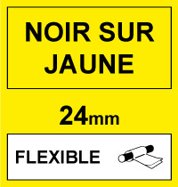 Dymo 1734525 IND Rhino ruban d'étiquettes nylon flexible 24 mm (marque 123encre) - noir sur jaune 088725 - 1