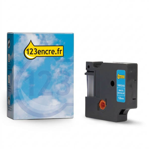 Dymo 1805243 IND Rhino ruban vinyle 12 mm (marque 123encre) - blanc sur bleu 088647 - 1