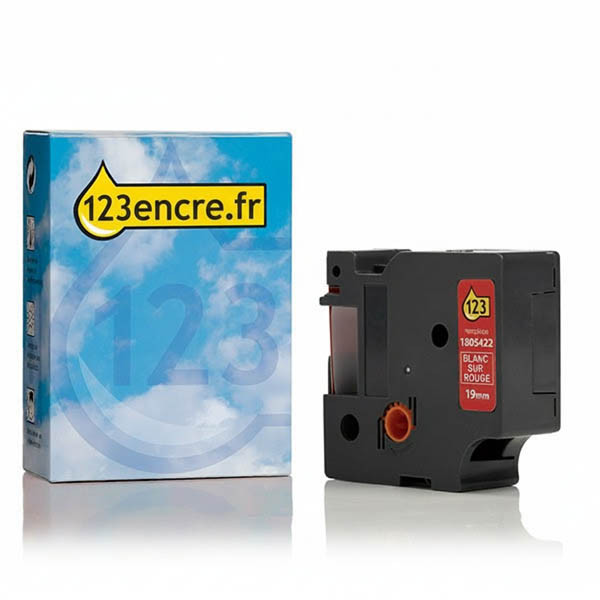 Dymo 1805422 IND Rhino ruban adhésif en vinyle 19 mm (marque 123encre) - blanc sur rouge 088629 - 1