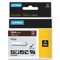 Dymo 1805424 IND Rhino ruban d'étiquettes vinyle blanc sur marron 24 mm (d'origine) 088662