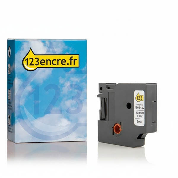 Dymo 1805442 IND Rhino ruban d'étiquettes polyester permanent 6 mm (marque 123encre) - noir sur blanc 088665 - 1