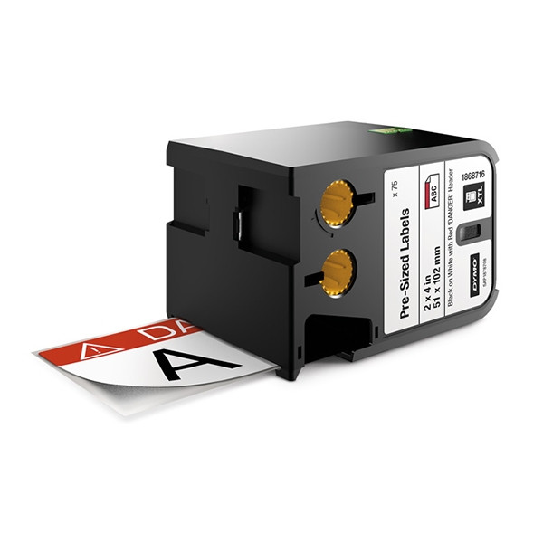 Dymo 1868716 XTL étiquettes de sécurité prédécoupées avec en-tête rouge 51 x 102 mm (d'origine) 089088 - 1