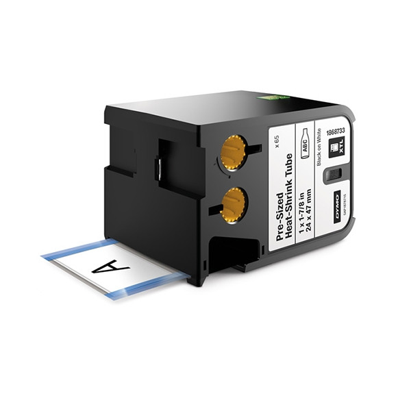 Dymo 1868733 XTL étiquettes pour gaines thermoétractables prédécoupées 24 x 47 mm (d'origine) - noir sur blanc 089058 - 1