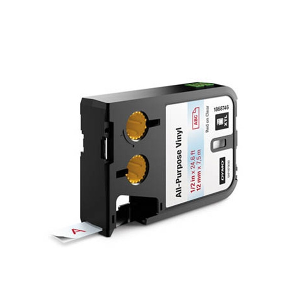 Dymo 1868746 XTL étiquettes vinyle - rouge sur transparent 12 mm (d'origine) 088894 - 1