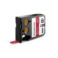 Dymo 1868761 XTL étiquettes vinyle 12 mm (d'origine) - blanc sur rouge 088900