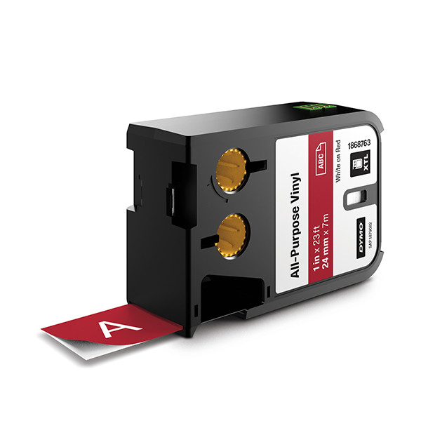 Dymo 1868763 XTL étiquettes vinyle 24 mm (d'origine) - blanc sur rouge 088952 - 1