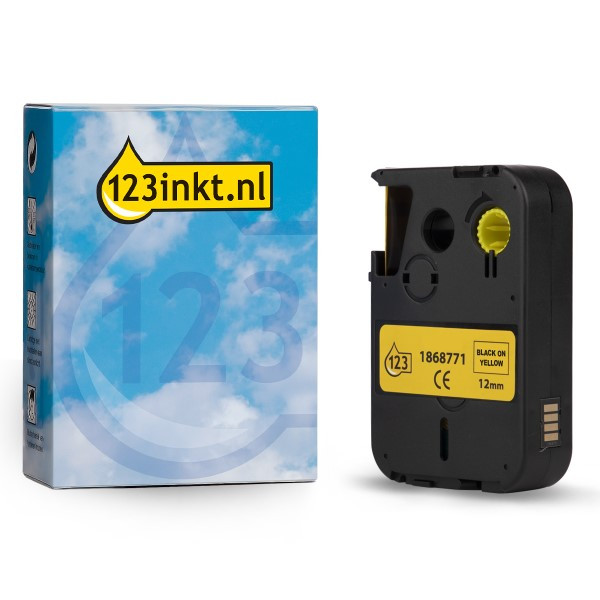 Dymo 1868771 XTL ruban adhésif vinyle 12 mm (marque 123encre) - noir sur jaune 088905 - 1