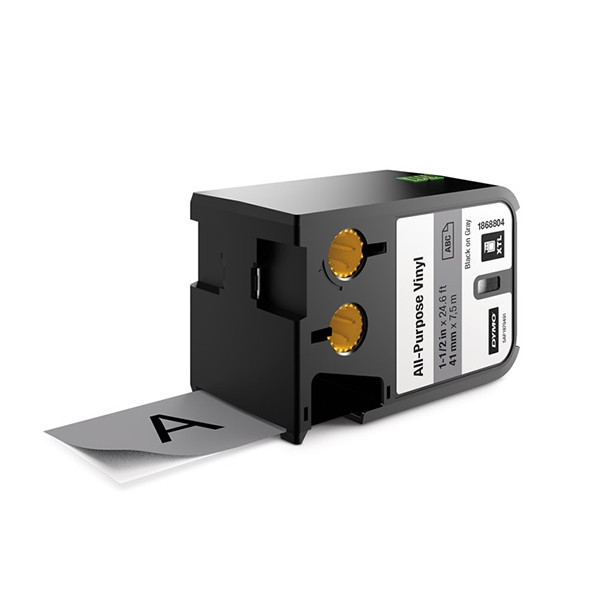 Dymo 1868804 XTL étiquettes vinyle 41 mm (d'origine) - noir sur gris 088994 - 1