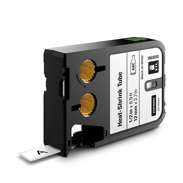 Dymo 1868810 XTL étiquettes pour gaines thermorétractables continues 12 mm (d'origine) - noir sur blanc 089042 - 1