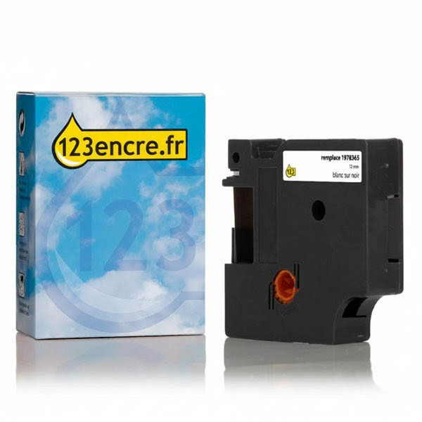 Dymo 1978365 ruban 12 mm (marque 123encre) - blanc sur noir 089131 - 1