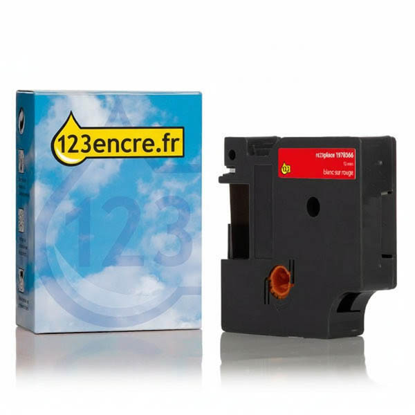 Dymo 1978366 ruban 12 mm (marque 123encre) - blanc sur rouge 089133 - 1