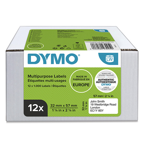 Dymo 2093095 étiquettes multifonction amovibles 12 rouleaux 11354 (d'origine) 089164 - 1