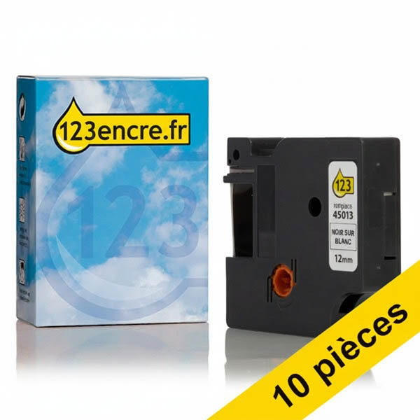 Dymo 2093097 ruban 12 mm 10 rubans 45013 (marque 123encre) - noir sur blanc 089169 - 1