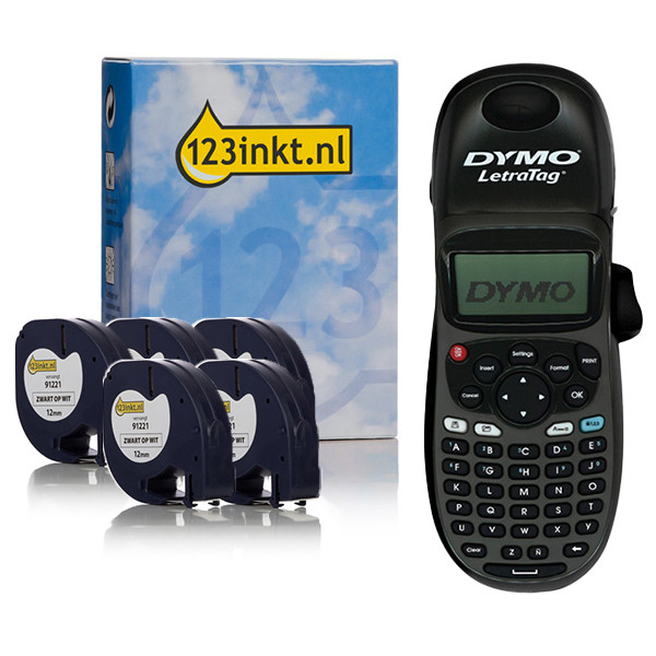 Dymo LetraTag LT-100H système de lettrage + 5 rubans - noir 089398 - 1